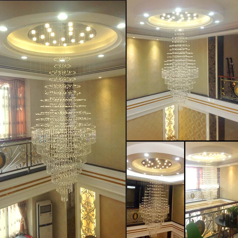 LED Crystal Staircase Chandelier: Elegant Lighting for Home, Hotel, and Restaurant