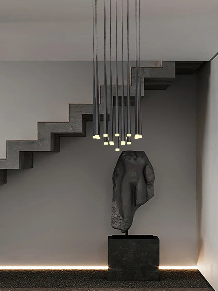 LED Conical Staircase Chandelier Pendant - Modern Duplex Loft Hanging Lights