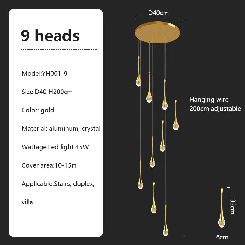 Crystal Chandelier: Modern LED Pendant Light for Villa Living Room and Attic