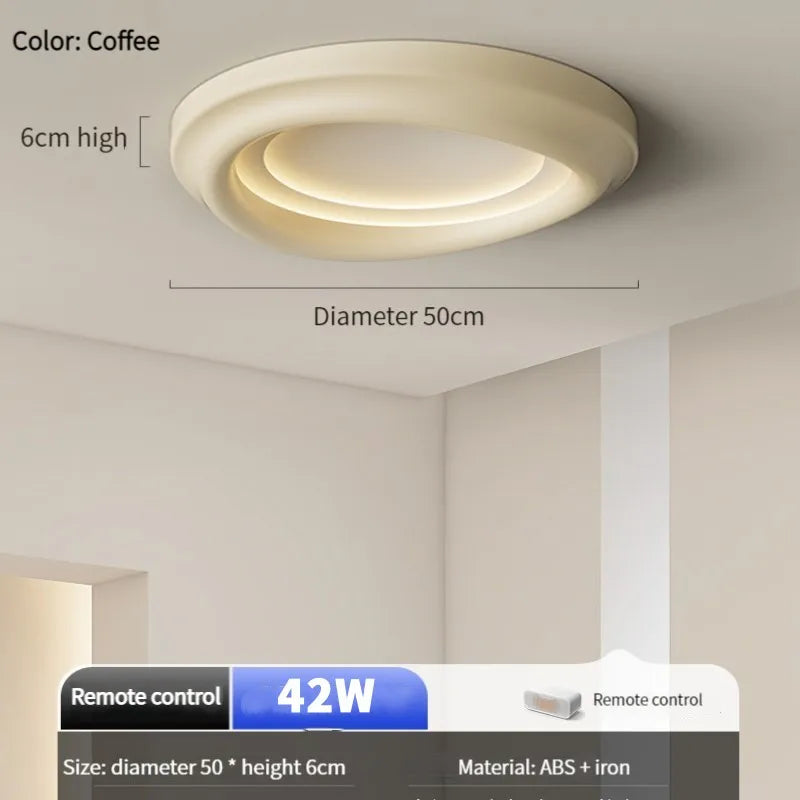 White Round LED Ceiling Light with Remote Control for Bedroom & Living Room
