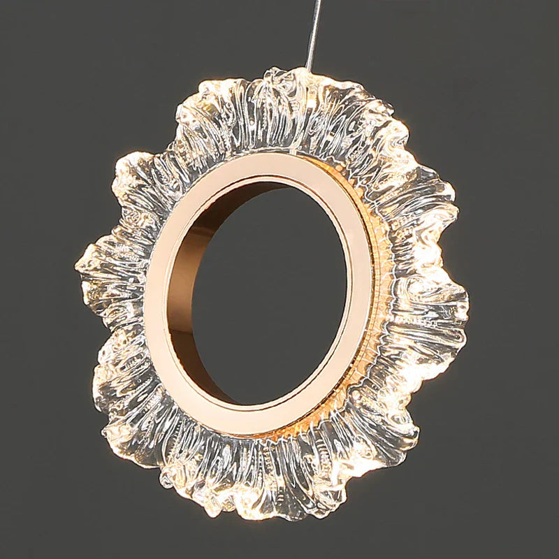 Modern Flower Ring LED Chandelier for High-Rise Duplex Living & Dining Rooms