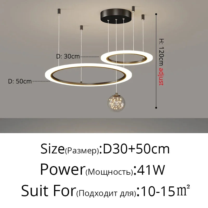 LED Circle Ring Ceiling Chandelier Pendant Lamp for Living Room, Bedroom, Kitchen