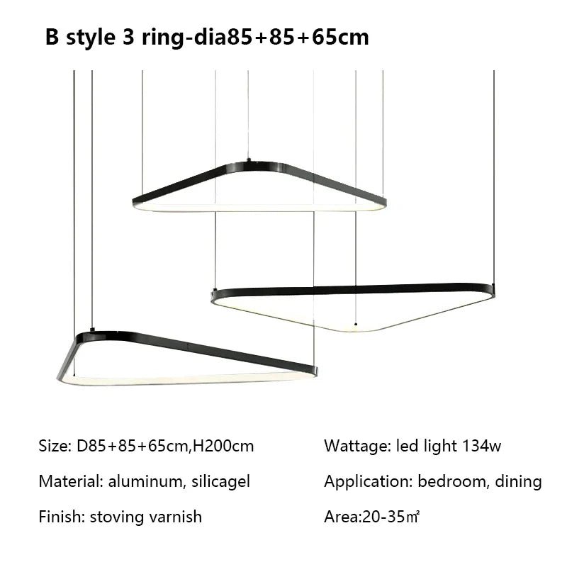 Geometric Ring LED Chandelier: Nordic Minimalist Pendant Light for Living, Dining, Bedroom