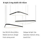 Geometric Ring LED Chandelier: Nordic Minimalist Pendant Light for Living, Dining, Bedroom