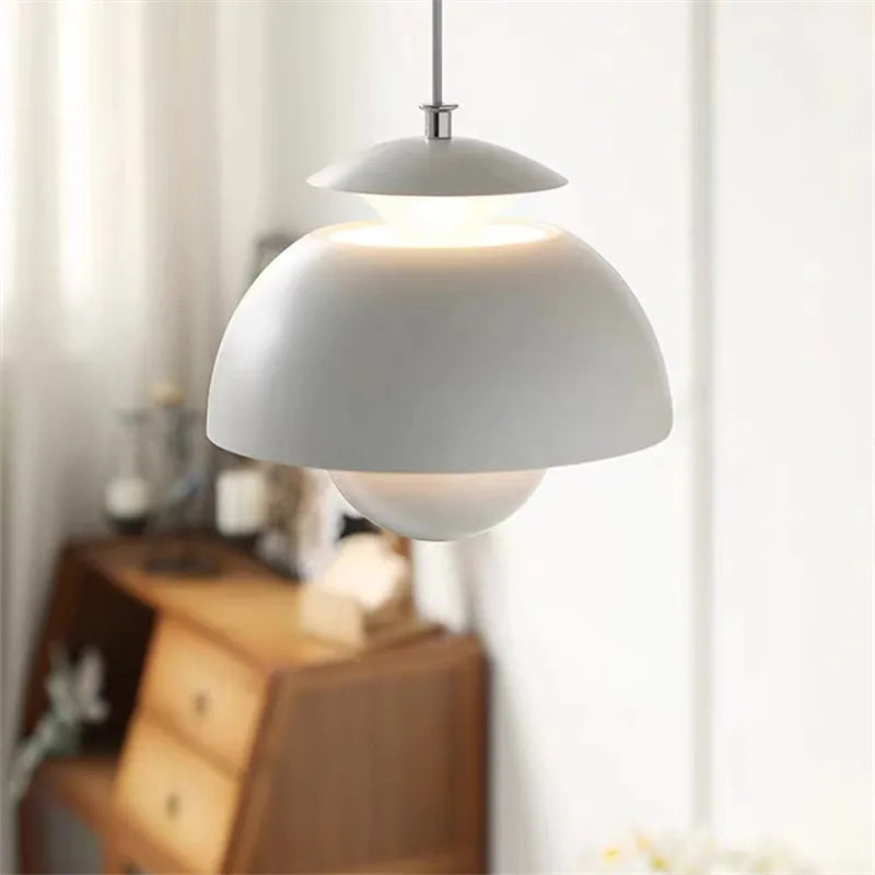 Designer Flower Bud Pendant Light for Restaurant Bedroom in Coloured Glass