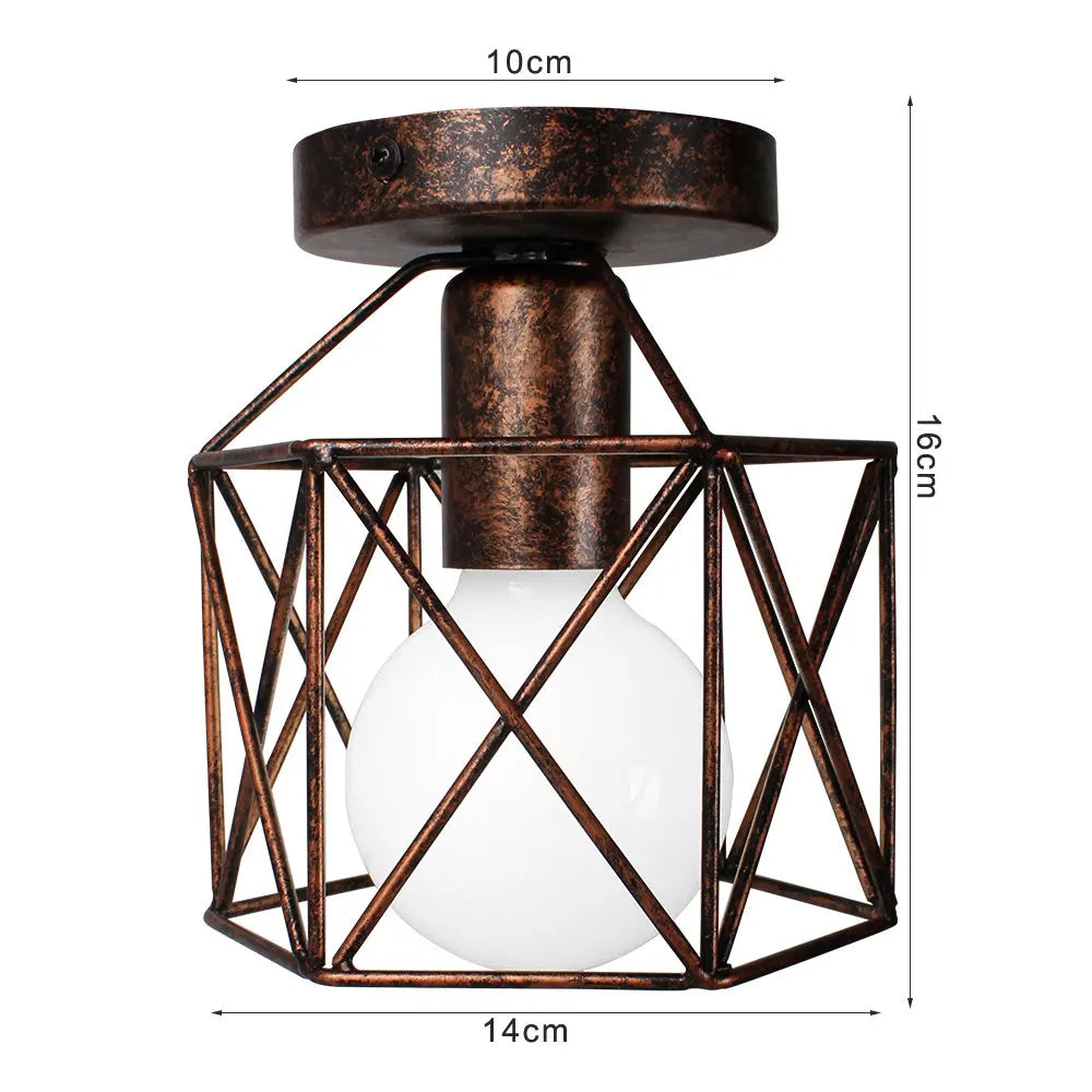 Vintage Wire Cage Ceiling Lamp for Home, Restaurant, Bar - Retro Style Lighting