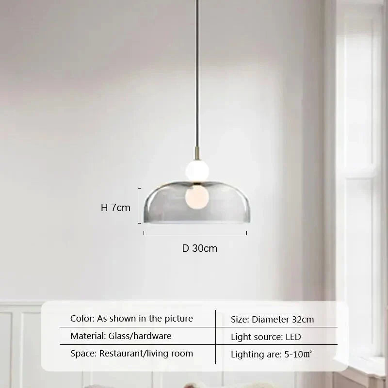 Nordic Glass Pendant Light LED Multihead Smoke Grey Hanging Lamp