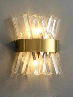 Art Deco Stainless Steel Crystal LED Wall Sconce Black Gold Bedroom Corridor