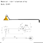 Rotatable Long Arm Wall Lamp for Kitchen Dining Office Bedside Lighting