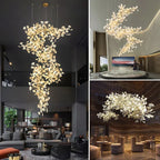 Nordic Ginkgo Leaf Crystal Branch Chandelier for Modern Luxury Living Rooms