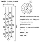 Crystal Ball LED Chandelier Pendant Light for Living Room Kitchen Lighting