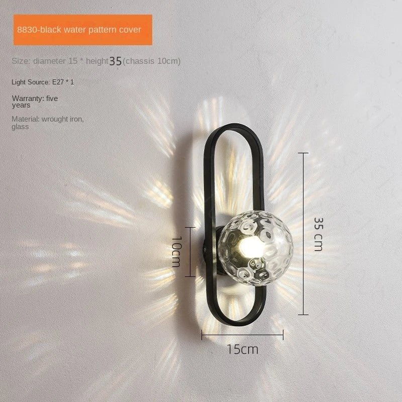 LED Glass Wall Sconce Lamp for Bedroom Living Room Staircase