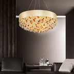 Crystal Chandelier: Modern Circular Design for Living Room, Lobby, Kitchen Island.