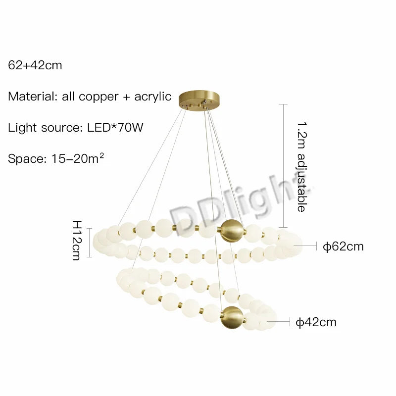 Modern Copper LED Chandelier for Living Room, Bedroom, Dining, Kitchen Decor