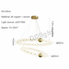 Modern Copper LED Chandelier for Living Room, Bedroom, Dining, Kitchen Decor