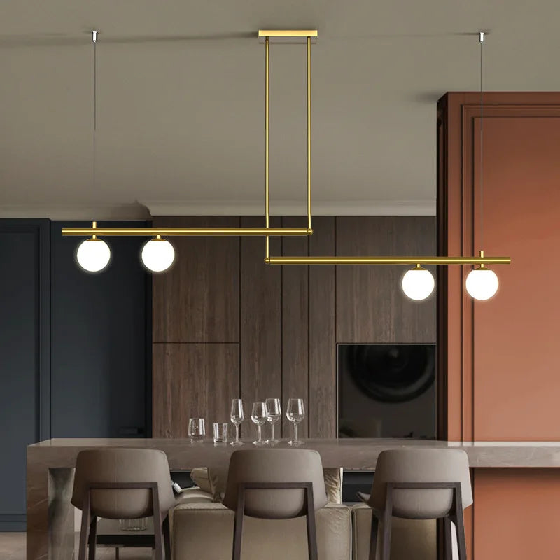 Minimalist Linear Pendant Light for Modern Living Room, LED Restaurant Chandelier