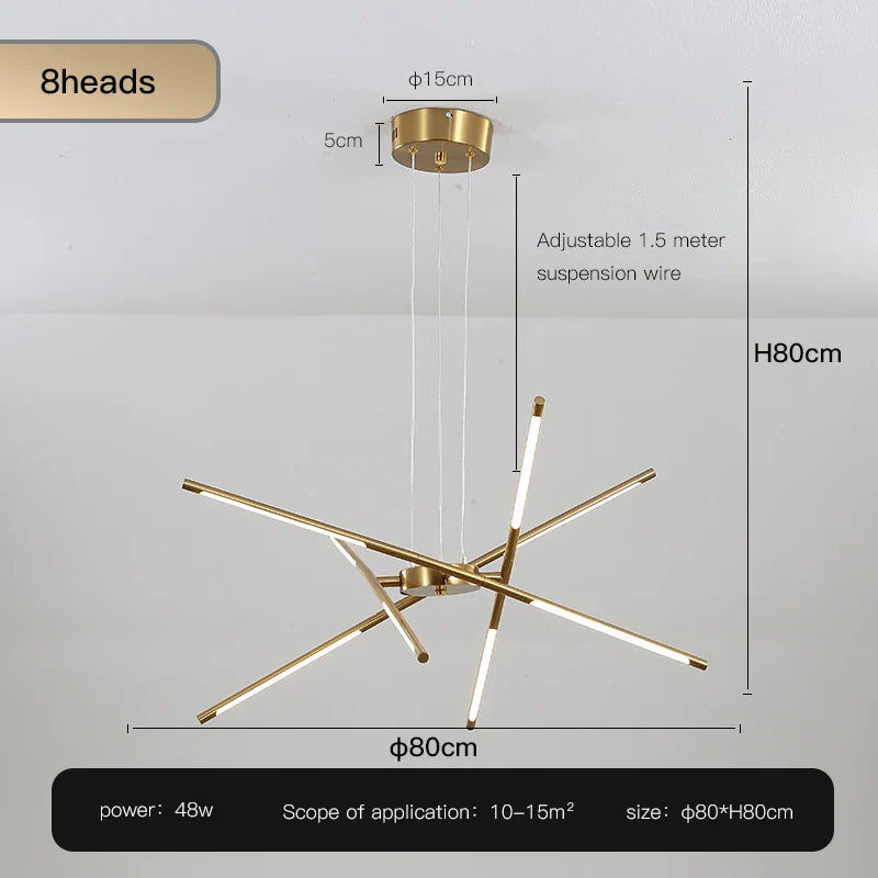Stick Chandelier for Living Room Dining Kitchen LED Lighting Fixtures