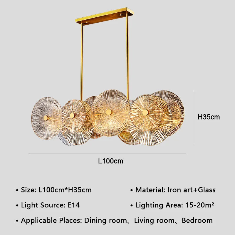 Luxury Lustre Glass Chandelier LED Pendant Lamp for Living Room Dining Bedroom