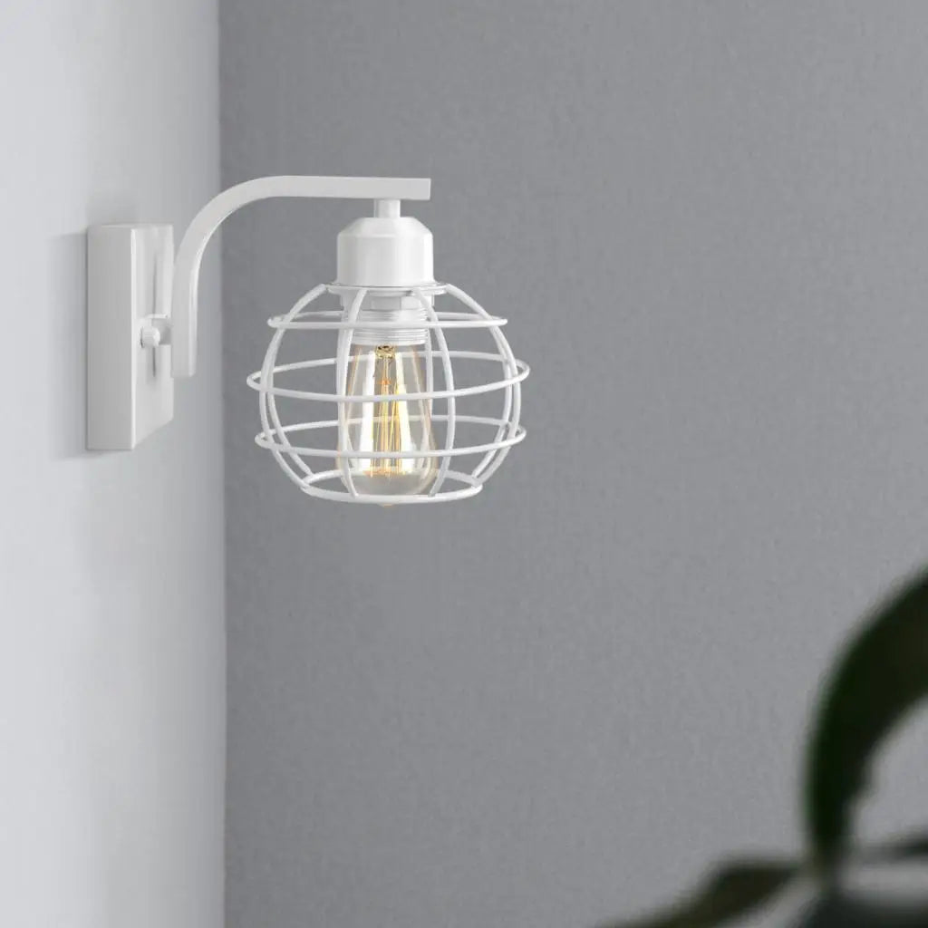 Industrial Vintage LED Wall Light Iron Cage Sconce Indoor Lighting