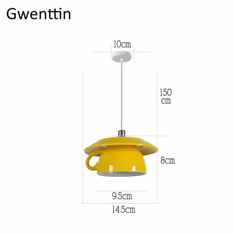 Ceramic Cup Pendant Lights Ceiling Chandeliers Modern Hanging Lamp