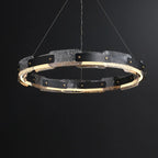 Runner Crystal Glass Chandelier, Modern LED Art in Black & Gold