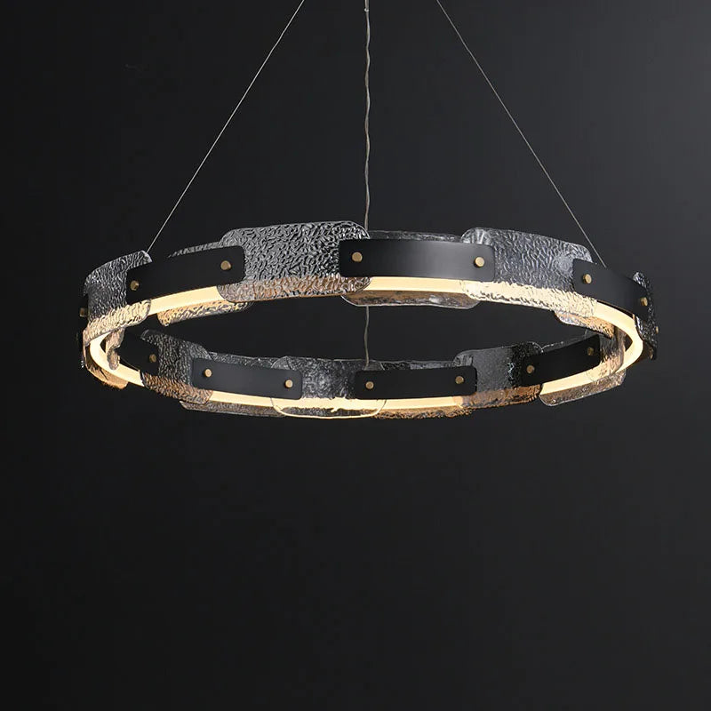 Runner Crystal Glass Chandelier, Modern LED Art in Black & Gold