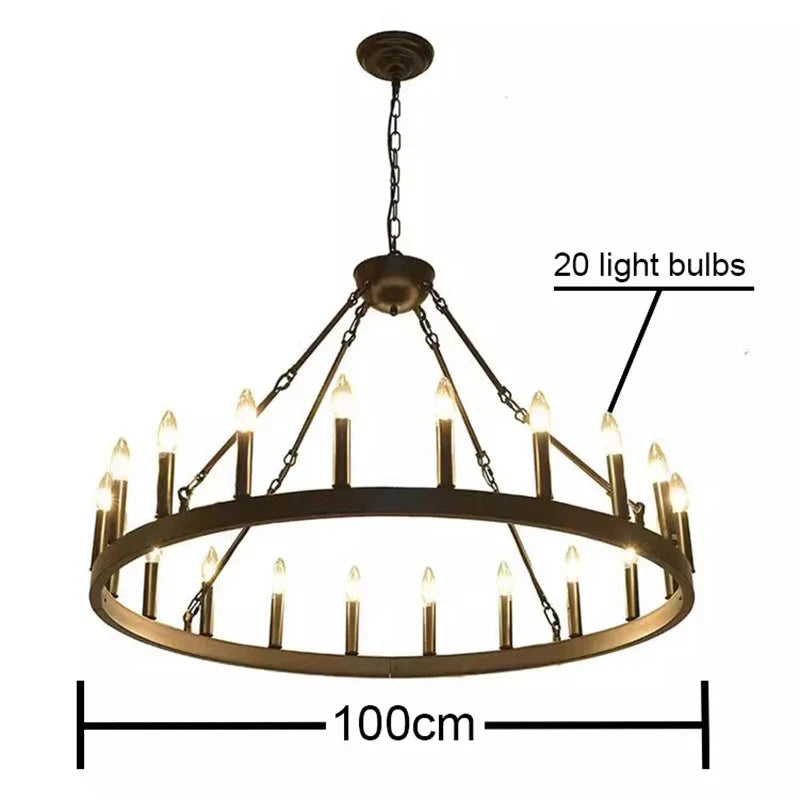 Vintage Iron Round LED Pendant Chandelier for Home, Cafe & Restaurant Decor