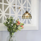 Stained Glass Pteris Pendant Light Chandelier for Dining Room and Bedroom