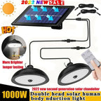 Solar Double-Head Chandelier: Waterproof LED Pendant Light with Remote Control