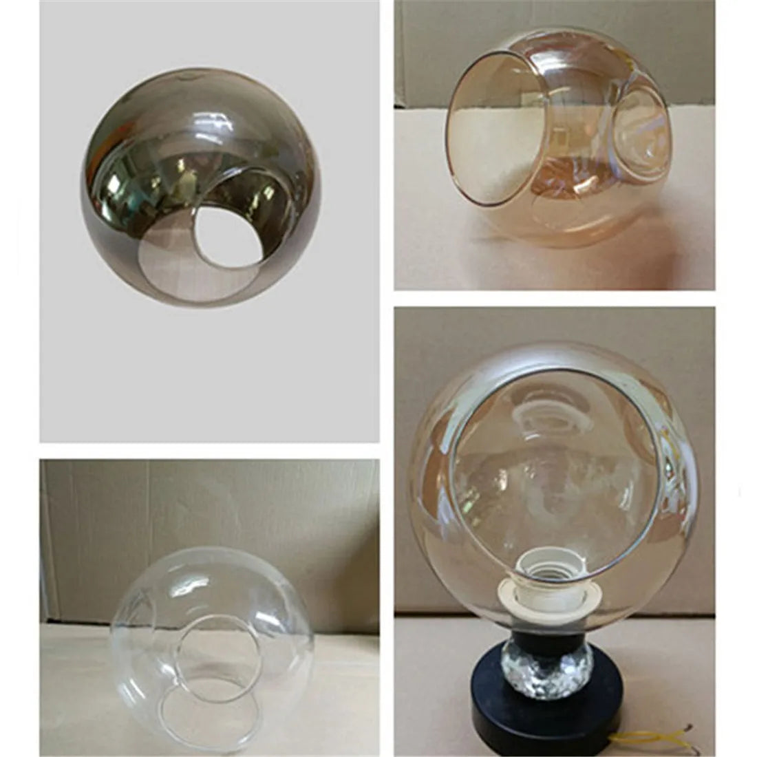 Side Opening Glass Shade Replacement for E27 Socket, D15cm, 45°C - Table Lamp Chandelier Cover