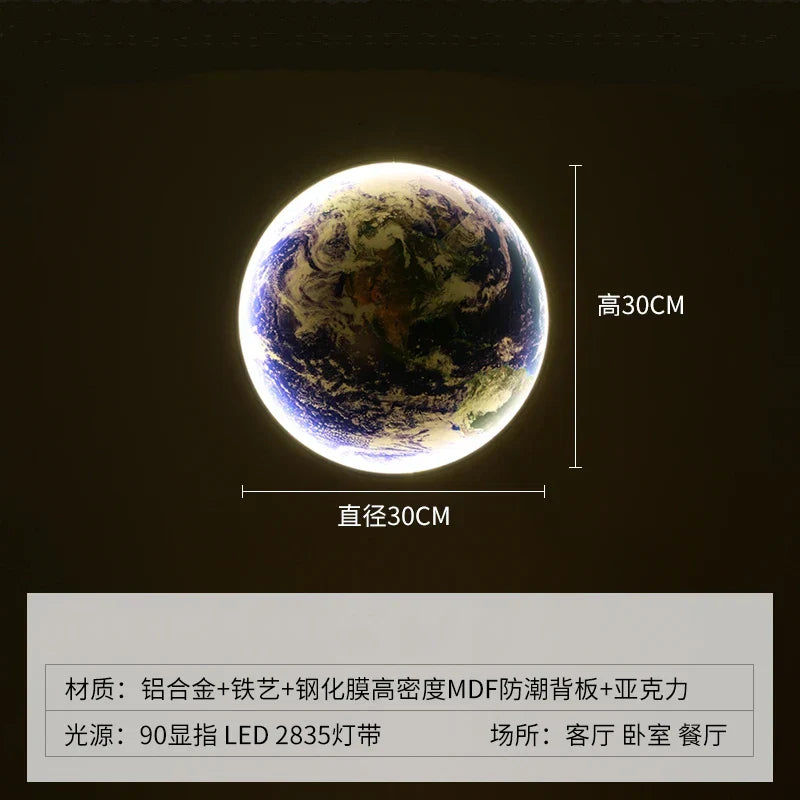 LED Luxury Earth Wall Lamp for Living Room Bedroom Decoration