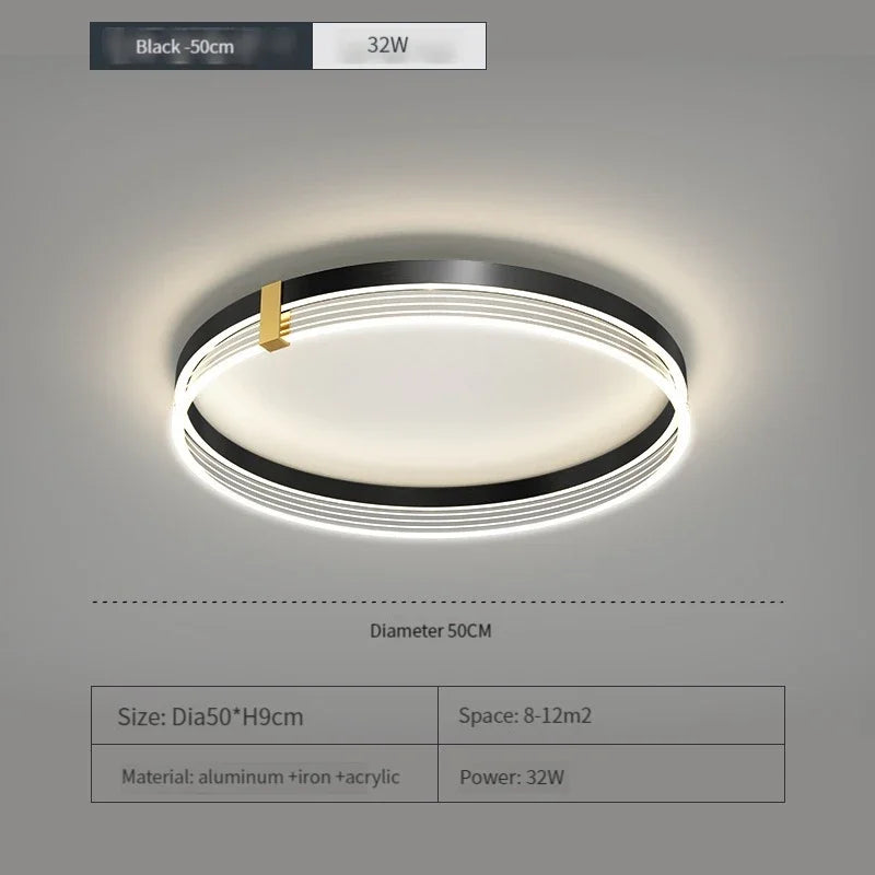 Modern Minimalist LED Ceiling Light with Remote Control for Living Room and Bedroom