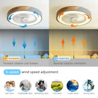 Wood Ceiling Fan Light Remote Control Dimmable LED Indoor Kids Light