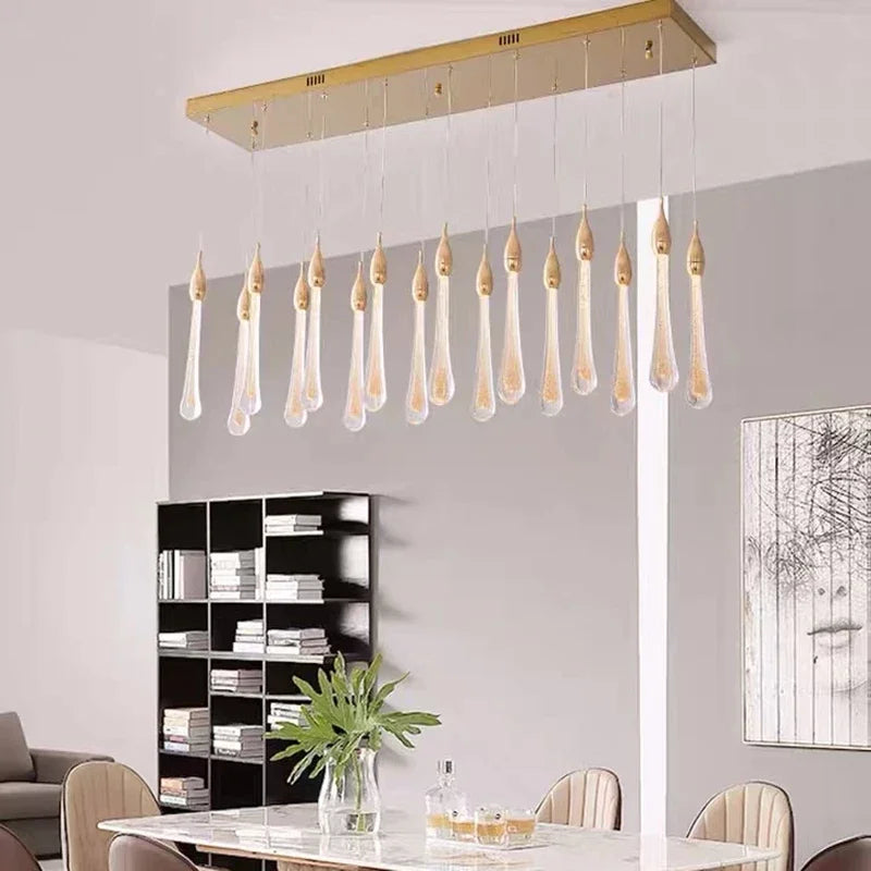 Modern Crystal LED Chandelier for Living Room Gold Stair Indoor Light Fixtures