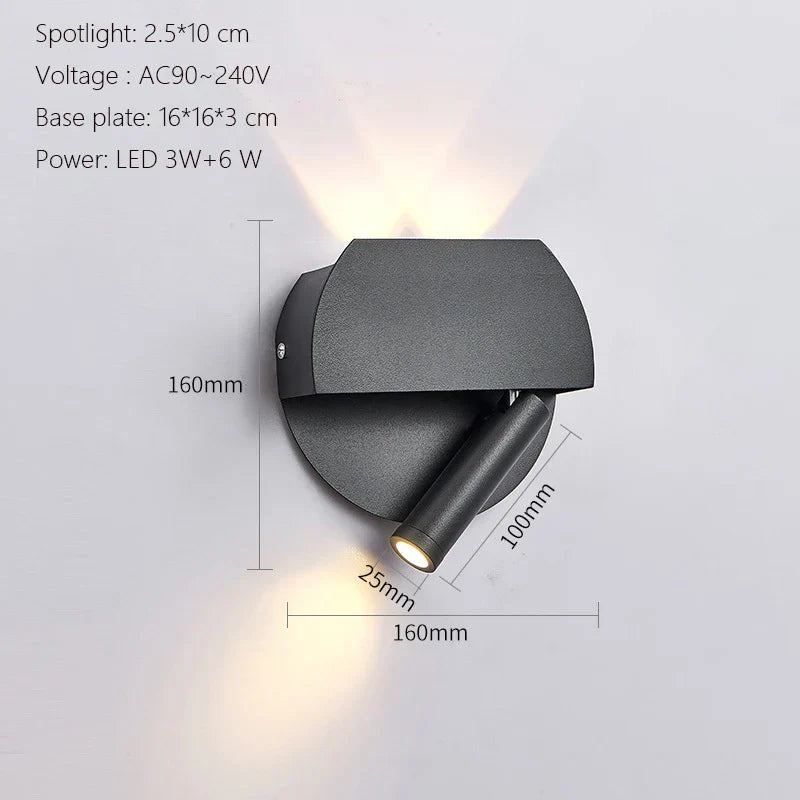 LED Wall Lamp USB Charging Bedroom Hotel Bedside Reading Sconce Switch