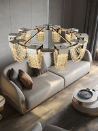 Crystal Pendant Light for Ceiling and Dining Room Decor - Luxe Stainless Steel Chandelier