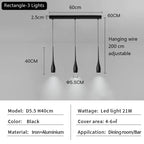 Long Tube LED Pendant Light for Bedside, Dining Room, Bar - Modern Minimalist Design