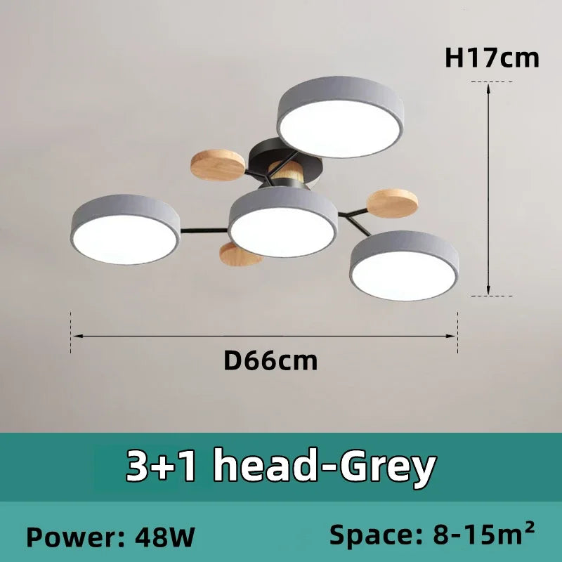 Nordic Wooden Chandelier LED Ceiling Light for Living Room, Bedroom, Kitchen, and Dining Room