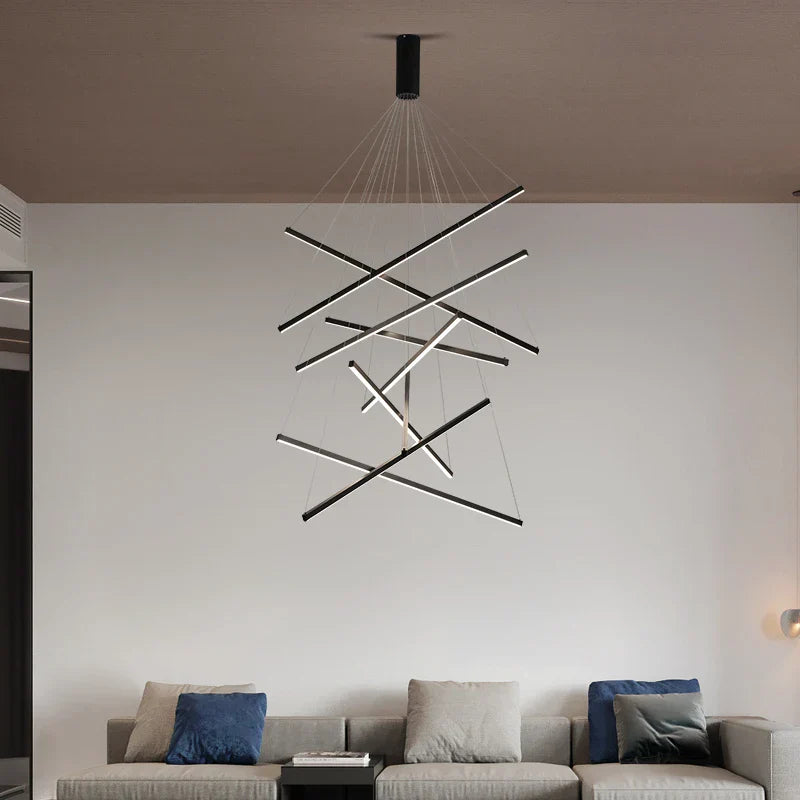 Aluminum Ceiling Chandelier: LED Changeable Shape Stair High-Rise Indoor Lighting