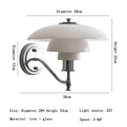 Glass Wall Lamp Danish Design Chrome Light E27 for Home Decor & Living Room