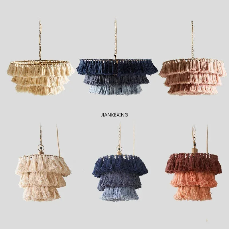 Bohemian Vintage Fela Tassel Handwoven Chandelier LED Home Decoration Light