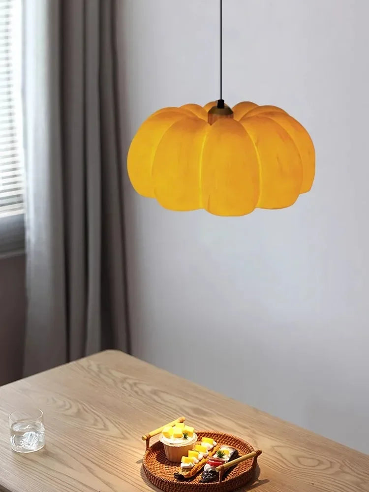 Retro LED Pumpkin Pendant Light for Dining Room, Bar, and Bedroom Decor