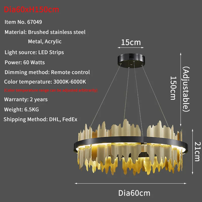 Modern Round LED Chandelier for Home Luxury Decor Lighting