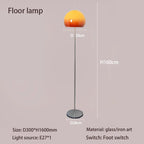 Retro Glass Gradient Orange Mushroom LED Floor Lamp for Living Room & Bedroom