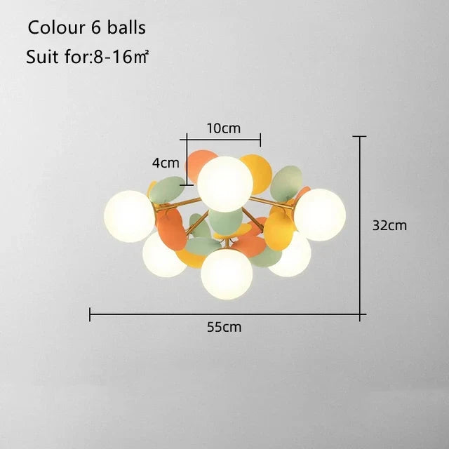 Kids' Room Glass Ball Chandelier, Modern LED Ceiling Light Fixture