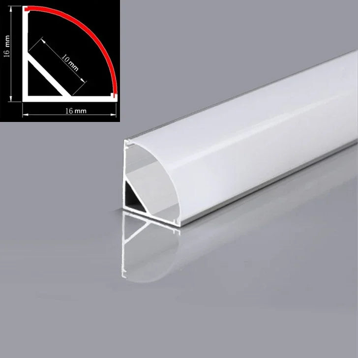 V-Type Black Aluminum Profile with Milky Cover - LED Channel for Wall Decor