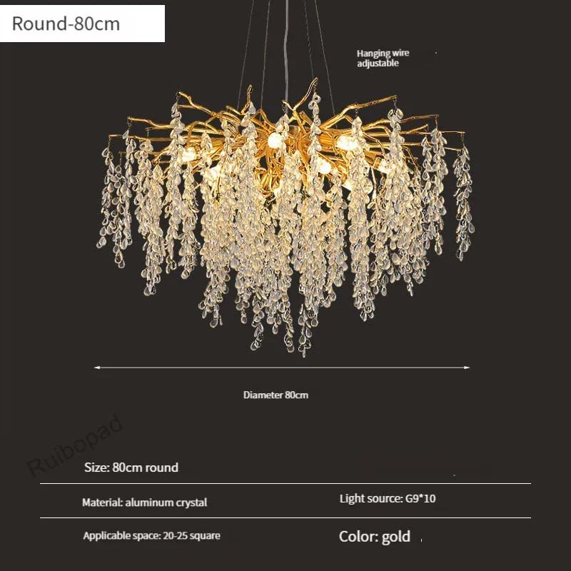 Gold Crystal Grapes Chandelier for Dining Living Room Bedroom
