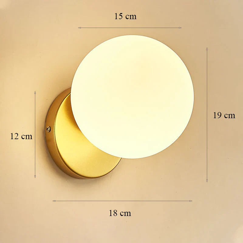 Modern Glass Shade Wall Lamp for Bedroom Loft Design, Up Down Iron LED Night Lights.
