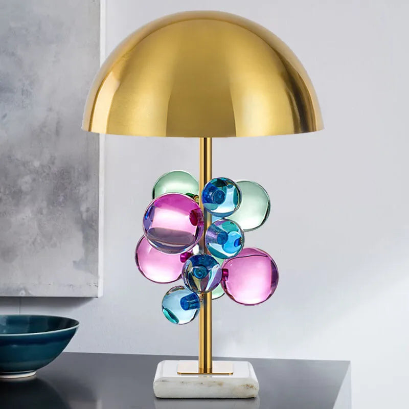 Golden Mushroom Crystal Ball Table Lamp Multicolored Creative Bedroom Decor