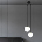 Double Glass Ball Pendant Light Fixture for Bedroom Ceiling Lighting